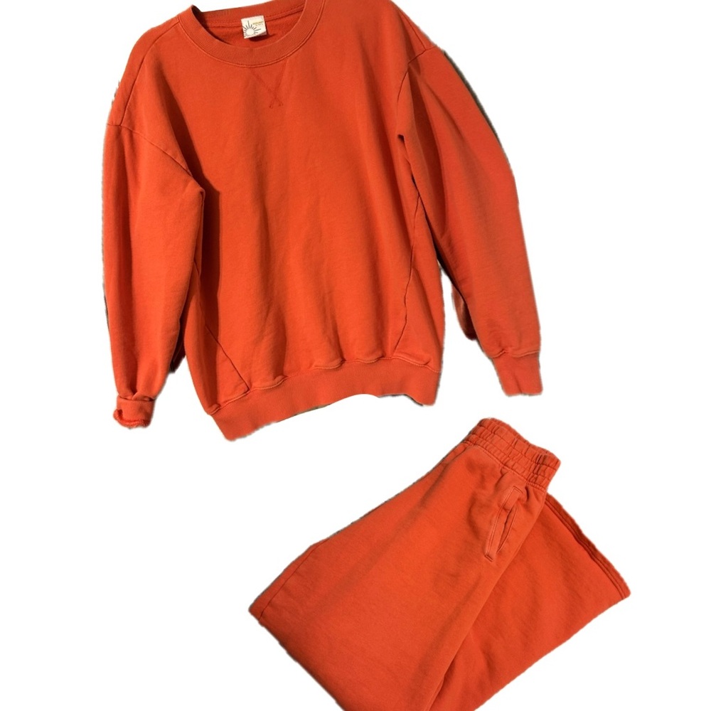 Aerie Orange Sweatshirt and Sweatpants Set